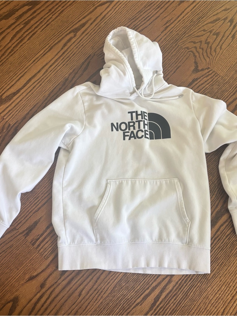 The North Face Men's White Hoodie with Black Logo